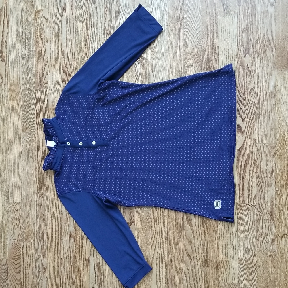 (M) Loft 8° Performance Wear Ruffle Collar Dot Pattern Top Golf Athleisure